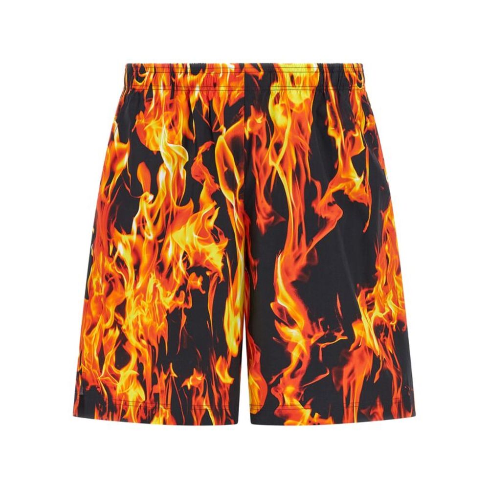 Vetements Men 'Black & Orange Fire' Bermuda Shorts